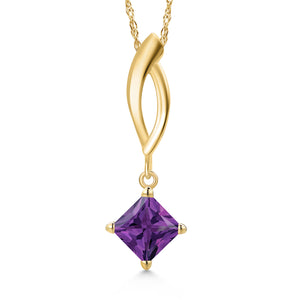 Amethyst - February_Pendant in 10K Yellow Gold