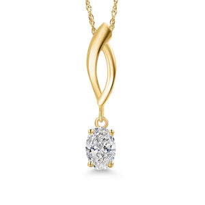 White Lab Grown Diamond - April_Pendant in 10K Yellow Gold