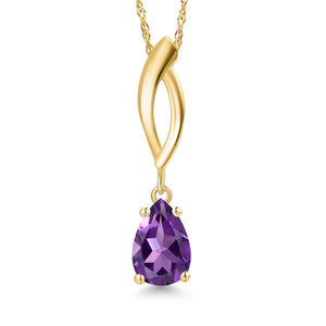 Amethyst - February_Pendant in 10K Yellow Gold