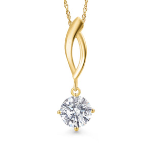 White Lab Grown Diamond - April_Pendant in 10K Yellow Gold