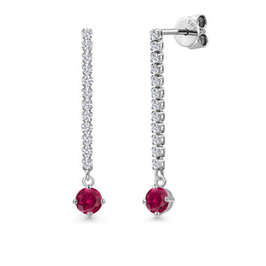 Created Ruby - July_Earrings in 14K White Gold