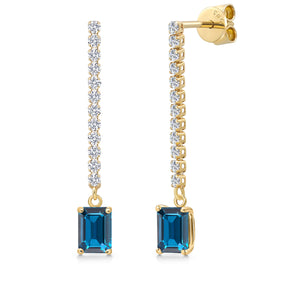 London Blue and E - F_Earrings in 14K Yellow Gold