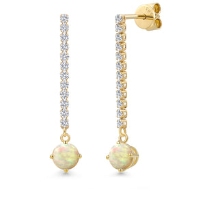 Ethiopian Opal-Cabochon - October_Earrings in 14K Yellow Gold