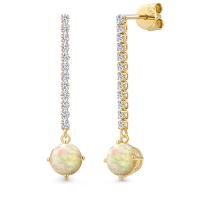 Ethiopian Opal-Cabochon - October_Earrings in 14K Yellow Gold
