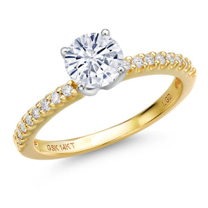 White Moissanite - April_7_Ring in 14K Two Tone Gold