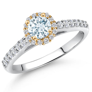 Aquamarine - March_5_Ring in 10K Two Tone Gold