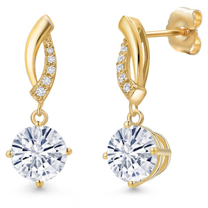 White Moissanite - April_Earrings in 14K Yellow Gold
