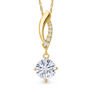 Moissanite and Lab Grown Diamond_Pendant in 14K Yellow Gold