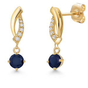 Blue Sapphire - September_Earrings in 14K Yellow Gold