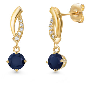 Blue Sapphire - September_Earrings in 14K Yellow Gold