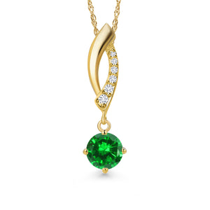 Created Emerald - May_Pendant in 14K Yellow Gold