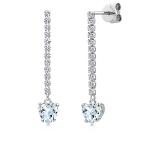 Aquamarine - March_Earrings in 14K White Gold