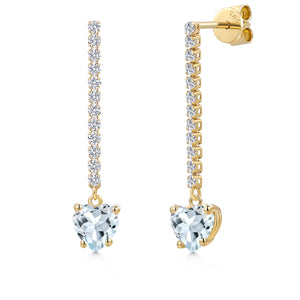 Sky Blue and E - F_Earrings in 14K Yellow Gold