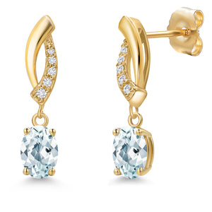 Aquamarine - March_Earrings in 14K Yellow Gold