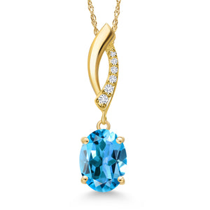 Swiss Blue Topaz - November_Pendant in 14K Yellow Gold
