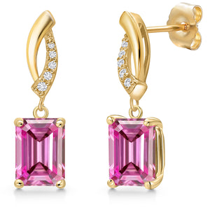 Pink Moissanite - April_Earrings in 14K Yellow Gold