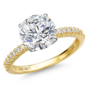 Round Cut_Center 4.00ct_5_Ring in 14K Two Tone Gold