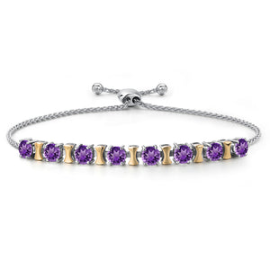 Amethyst - February_Bracelet in 925 Sterling Silver and 10K Yellow Gold