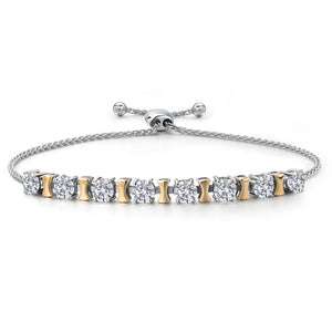White Lab Grown Diamond - April_Bracelet in 925 Sterling Silver and 10K Yellow Gold