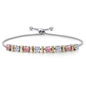 Pink Lab Grown Diamond - April_Bracelet in 925 Sterling Silver and 10K Yellow Gold