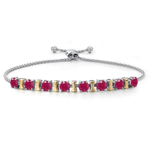 Ruby - July_Bracelet in 925 Sterling Silver and 10K Yellow Gold