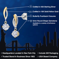 Earrings in 925 Sterling Silver and 10K Yellow Gold