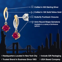 Earrings in 925 Sterling Silver and 10K Yellow Gold