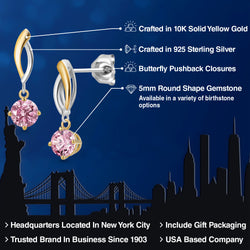 Earrings in 925 Sterling Silver and 10K Yellow Gold