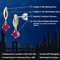 Earrings in 925 Sterling Silver and 10K Yellow Gold