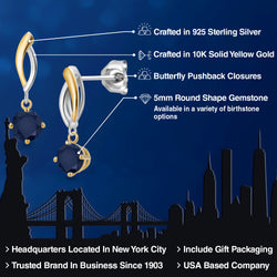 Earrings in 925 Sterling Silver and 10K Yellow Gold