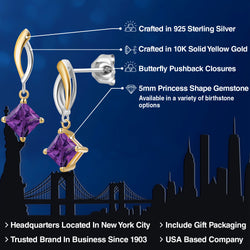 Earrings in 925 Sterling Silver and 10K Yellow Gold