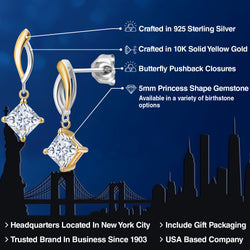 Earrings in 925 Sterling Silver and 10K Yellow Gold