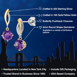 Earrings in 925 Sterling Silver and 10K Yellow Gold