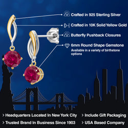 Earrings in 925 Sterling Silver and 10K Yellow Gold