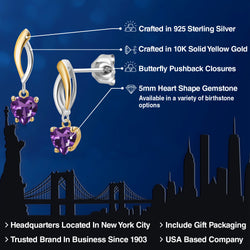 Earrings in 925 Sterling Silver and 10K Yellow Gold