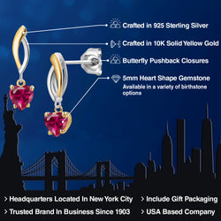 Earrings in 925 Sterling Silver and 10K Yellow Gold