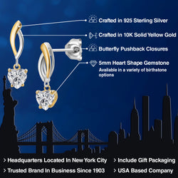 Earrings in 925 Sterling Silver and 10K Yellow Gold