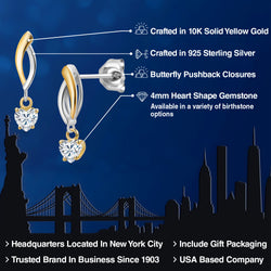 Earrings in 925 Sterling Silver and 10K Yellow Gold
