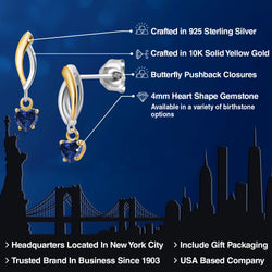 Earrings in 925 Sterling Silver and 10K Yellow Gold