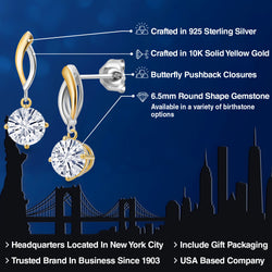 Earrings in 925 Sterling Silver and 10K Yellow Gold