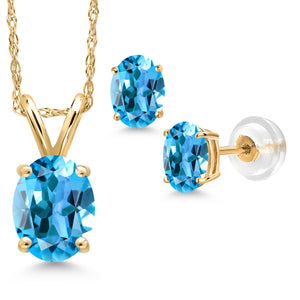 Pendant Earrings Set in 14K Yellow Gold