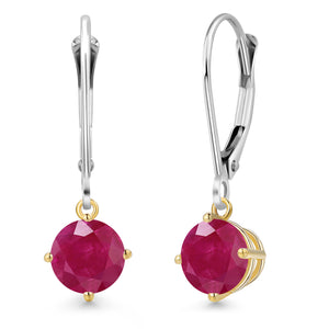 Ruby - July_Earrings in 925 Sterling Silver and 10K Yellow Gold