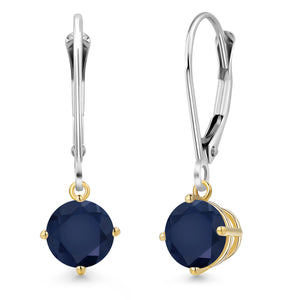 Blue Sapphire - September_Earrings in 925 Sterling Silver and 10K Yellow Gold