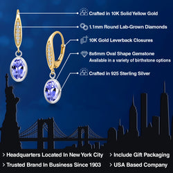 Earrings in 925 Sterling Silver and 10K Yellow Gold