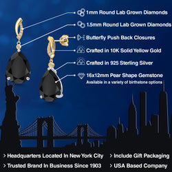 Earrings in 925 Sterling Silver and 10K Yellow Gold