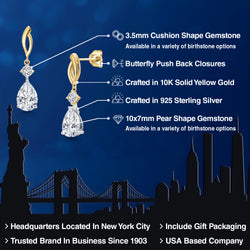 Earrings in 925 Sterling Silver and 10K Yellow Gold