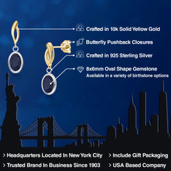 Earrings in 925 Sterling Silver and 10K Yellow Gold