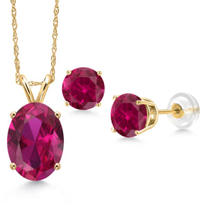 Pendant Earrings Set in 14K Yellow Gold