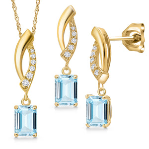 Pendant Earrings Set in 10K Yellow Gold