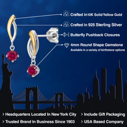 Earrings in 925 Sterling Silver and 10K Yellow Gold